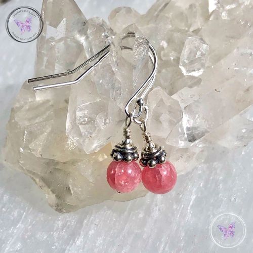 Rhodochrosite Silver Earrings